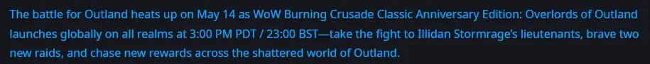 wow classic tbc anniversary official blue post